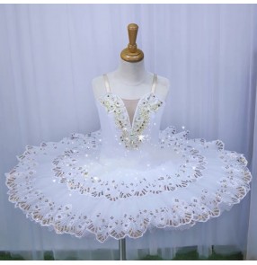 Children Girls white tutu little swan lake dance ballet dance dress professional leotard ballerina ballet performance costumes for baby birthday party solo show princess dress