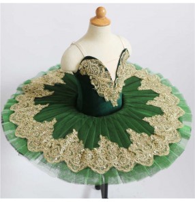 Children Green Ballet Tutu Sleeping Beauty girls Stage ballet dance Costume Window display pancake ballet dress for organization performances