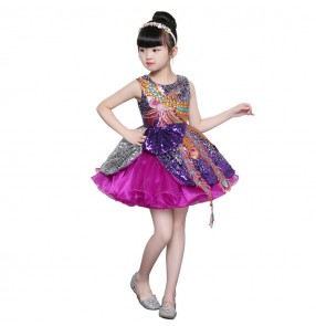 Children jazz singers host princess stage performance dresses modern dance model piano professional cosplay evening party dresses