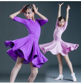 Children Latin dance competition dresses Girls professional grading training clothing Children latin dance skirts Practice clothes