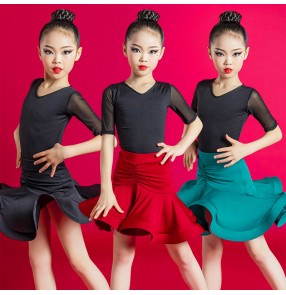 Children Latin dance Dresses girls latin practice clothes ballroom latin dance skirts kids professional examination competition dresses