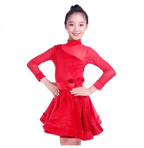 Children latin dance dresses stage performance professional competition samba chacha salsa dance skirt leotard dresses