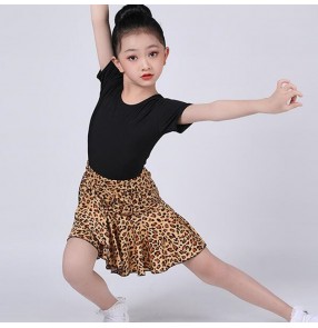 Children Leopard wine white purple latin dance costumes Girls latin dance practice clothes kids Latin Dance Competition Regulations dresses