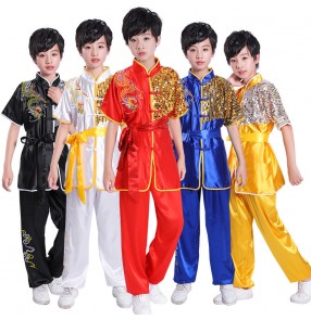 Children martial art wushu stage performance clothing for boys girls chinese tai chi clothing boys girls kung fu uniforms 