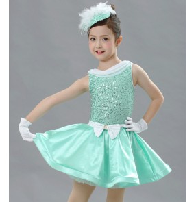 Children mint colored  ballet dance dress tutu skirt modern dance ballet stage costume