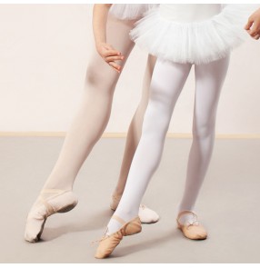 Children modern dance ballet pantyhose latin stage performance practice leggings girls white pink pants socks