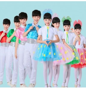 Children modern jazz dance dresses school competition chorus singers host drama cosplay costumes outfits