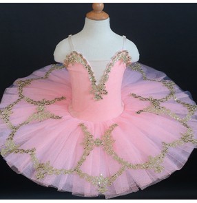 Children peach color tutu skirts girls ballet dance dresses window display girls Little swan ballerina dance costume TUTU skirt show dance performance costume