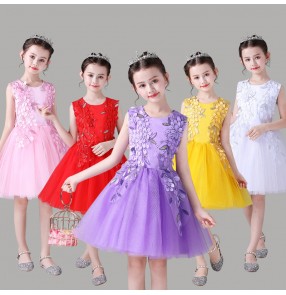 Children pink purple white red Jazz dance costumes girls princess dress tutu skirts primary secondary school students girls chorus costumes