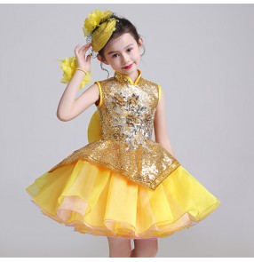 Children princess host solo dresses stage performance modern dance chorus flower girls competition piano performance cosplay dresses