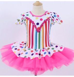 Children Rainbow striped pink color ballet dance tutu skirt princess dress Pettiskirt costume Ballet performance costume stage costume for girls