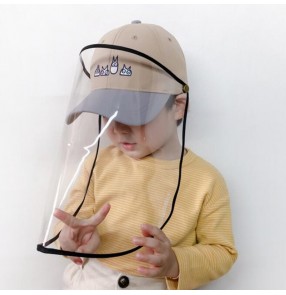 Children's anti-spray saliva cap with face shield outdoor antivirus safety protect sun hat for boy girls