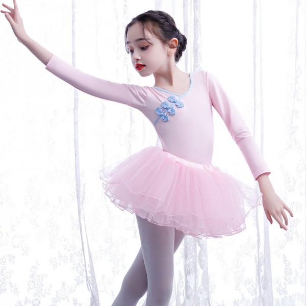 Children's ballet dance dress tutu skirt buckle tutu girls long-sleeved ...