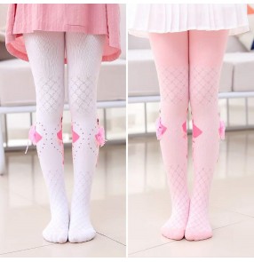 Children's ballet dance pantyhose ballet princess stage performance dresses socks mesh hollow cotton dance girls knitted bottoming leggings