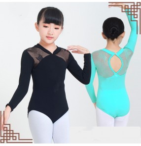 Children's ballet gymnastics exercise leotards tops long-sleeved lace kids ballet dance clothes bodysuits for girls 