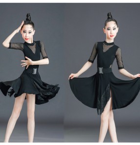 Children's black lace Latin dance Dresses practice latin dance clothes for girls