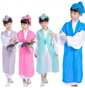 Children's Chinese ancient traditional hanfu costumes for boy girls children Confucius teaching costumes stage performance drama cosplay costumes 