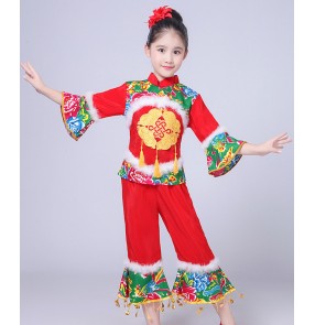 Children's Chinese Festive Costume Folk dance costumes yangko dance costumes for girls Chinese dream baby lantern costume children's yangko costume