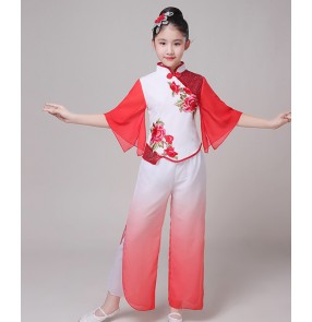 Children's Chinese folk classical dance costumes fan umbrella dance dresses Chinese children's Yangko costumes Jasmine folk dance costumes