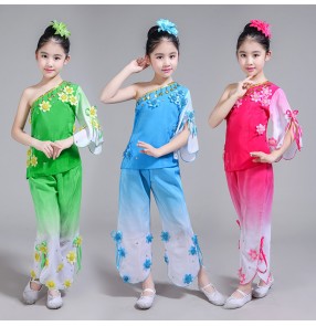 Children's Chinese folk dance dress Yangko clothing classical dance costumes girls national boys children umbrella dance fan dance costumes