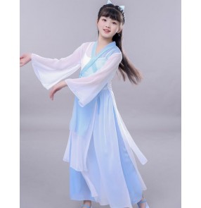 Children's chinese hanfu chinese ancient fairy princess classical dance costume girls Chinese dance Jasmine fan dance costumes