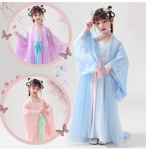 Children's Chinese hanfu empress performing costume Girl Hanfu Ancient Queen Princess Fairy Tang Dynasty Guzheng Catwalk cosplay Costume