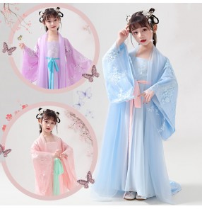 Children's Chinese hanfu empress performing costume Girl Hanfu Ancient Queen Princess Fairy Tang Dynasty Guzheng Catwalk cosplay Costume