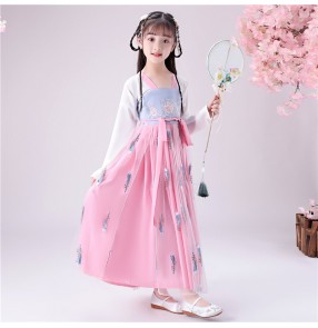 Children's Chinese Hanfu fairy drama cosplay dresses girl costume princess Tang suit super fairy little girl Chinese style skirt princess dress