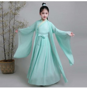 Children's Chinese hanfu  fairy princess film drama cosplay photos shooting dresses Chinese style Chivalrous boy girl guzheng warrior performance dresses