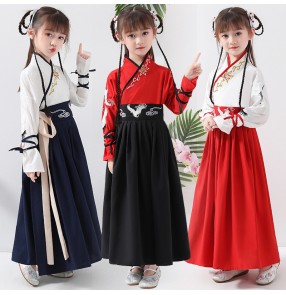 Children’s chinese Hanfu Girls’ Kindergarten School Clothes kimono dress princess fairy prince performance dress for Boys and Girls