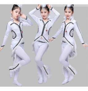 Children's chinese Mongolian performance clothing modern dance fox white fox performance dresses Mongolian dance costumes for girls