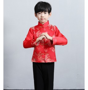 Children's Chinese New Year's Day Chorus dragon tang suit Boy's Tang suit Chinese style festive performance costume Boy hostess New Year's greeting clothes