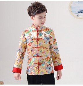 Children's dragon tang suit  for boy Hanfu Chinese style clothing for Boys Chinese school chorus performance clothes chinese suit for kids Festive jacket tops