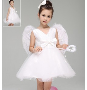 Children's fairy princess performance dresses host singers perform dresses Little angel performance costume Flower girl's wings for boys and girls