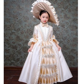 Children's Girls princess ball show performance dresses European palace costume family party catwalk party photo shooting dress skirt