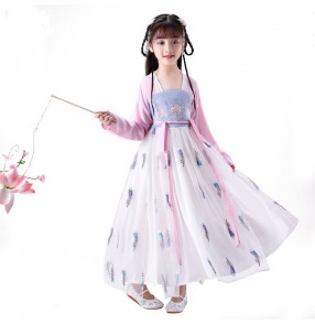 Children's Hanfu girl costume princess fairy dress Tang suit super fairy girl Chinese style drama film cosplay chorus princess kimono dress