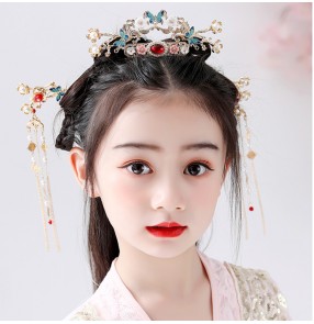 Children's headwear Chinese style Tang suit Hanfu princess empress hair accessories Photography ancient hairpin Hairpin catwalk show girl fairy