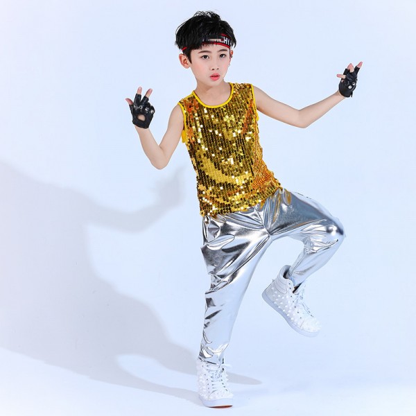 Boy's modern dance jazz hiphop street dance pants black colored children  school dance studio model show drummer stage performance harem pants