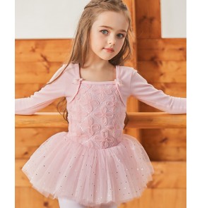 Children's light pink tutu skirts ballet dresses long-sleeved exercise clothes girls' ballet skirt dance skirt