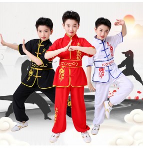 Children's martial arts performance clothing cotton Chinese style Tai Chi kung fu uniforms performance clothing cotton and linen children wushu practice clothing