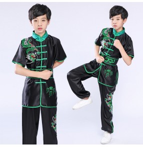 Children's martial arts performance clothing training wushu suit for boy girls youth competition examination chinese embroidery dragon clothing