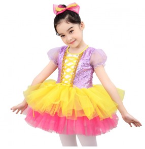 Children's modern dance princess chorus dress jazz dance fluffy skirt girls sequined princess dress kindergarten pink skirt children's dance skirts