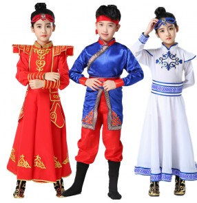 Children's Mongolian dresses Tibetan dance costumes Boys girls minority performance costume Mongolian skirt for kids