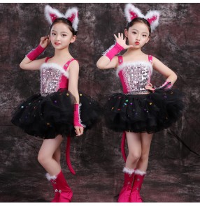 Children's primary and secondary school cat cosplay costumes students dance fairy tale drama role cat animal costume tutu