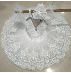 Children's professional Ballet dress pancake tutu skirt White Swan Lake Performance Costume Girls classical pancake Ballet TUTU skirt 