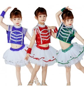 Children's sequined modern dance jazz dance costumes choir dresses kindergarten dance clothes for boys and girls modern dance sequined fluffy skirts