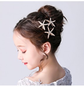 Children's stage performance pianist singer hair accessories starfish headdress princess hairpin girls star hairpin child birthday catwalk show