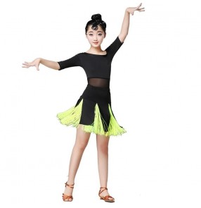 Children's tassels Latin dance skirt split tassel summer girls latin dance costume girls children's competition latin dress performance exercise clothes