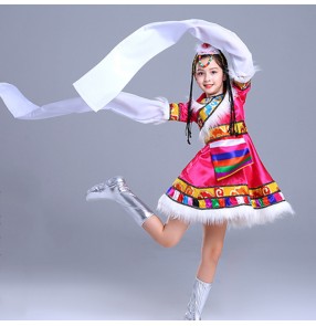 Children's Tibetan Mongolian dance performance costumes Girls Tibetan water sleeves robe ethnic performance costumes