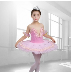 Children's white pink tutu skirt girls classical pancake ballet dance dresses tutu puffy skirt suspenders girls ballet costumes